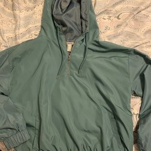 Teal 1/4 zip windbreaker